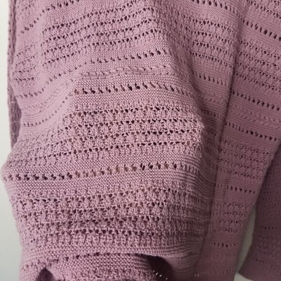J Jill Small Mauve Open Knit Crochet Sweater Top Coastal Textured Boho Granny - Picture 7 of 12